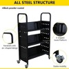 Rolling Book Cart with Wheels-Metal Library Book Carts 3 Tier Rolling Bookshelf Cart - 3 of 4