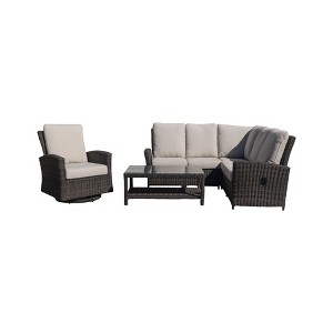 Courtyard Casual Cheshire 5 pc Recline Sectional Set with Swivel Glider and Coffee Table - 1 of 4