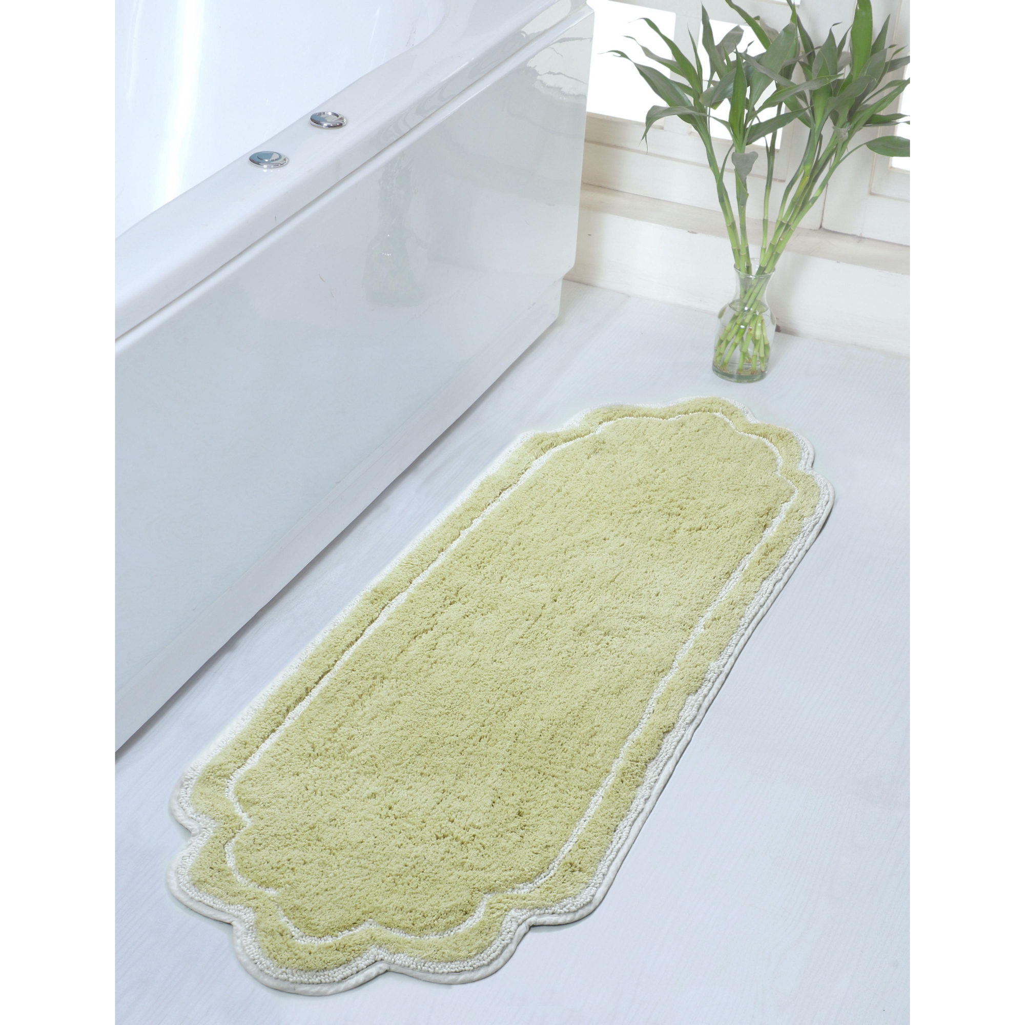 21"x54" Allure Collection Green Cotton Tufted Bath Rug - Home Weavers