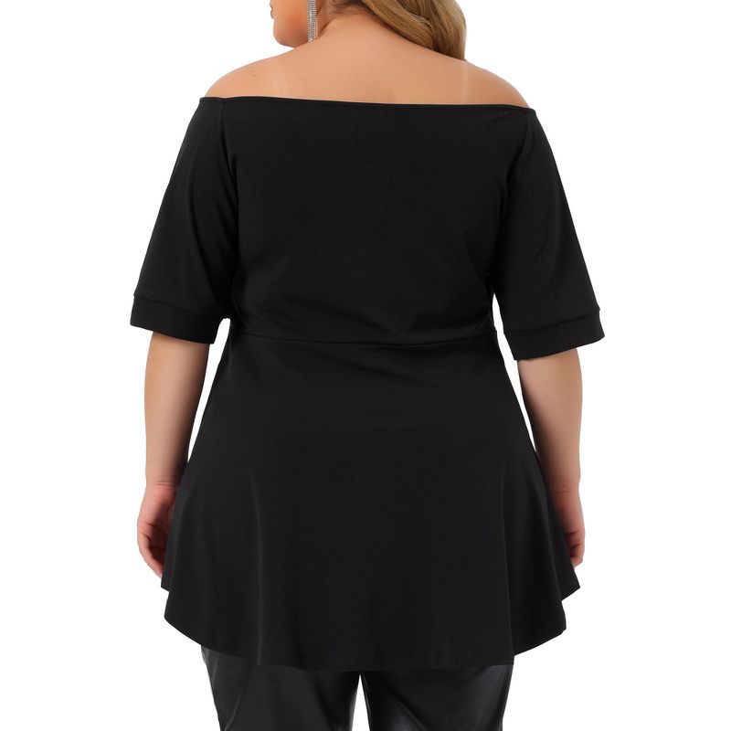 Agnes Orinda Women's Plus Size Regular Fit V Neck Wrap Short Sleeve Casual Peplum Blouses, 4 of 6