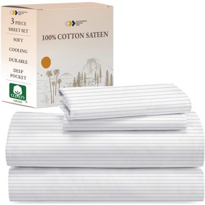 Soft 100% Cotton Sheets Set - Cooling Durable Sateen, Deep Pocket - by California Design Den - 1 of 4