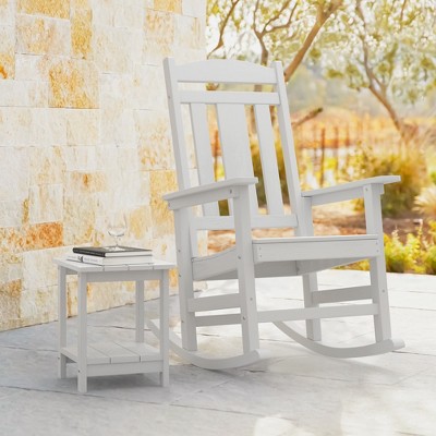 Arceso Outdoor Rocking Chair and Side Table Set, Weather Resistant Proch Rocker for Adult