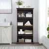 TIRAMISUBEST Glass display cabinet 4 Tier Glass Display Cabinet Storage Curio Cabinet with Flip up Glass Doors Storage Sideboard Cabinet - - 2 of 4