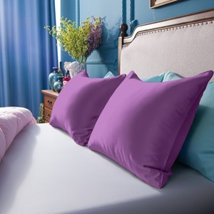 2 Pack Satin Pillowcases, Skin-Friendly Luxury Pillow Cases with Hidden Zipper - NTBAY - 1 of 4