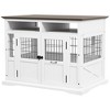 PawHut Dog Crate Furniture Side End Table with Storage, 41" Modern Wooden Dog Kennel Furniture with Double Doors for Small and Medium Dogs, White - 4 of 4