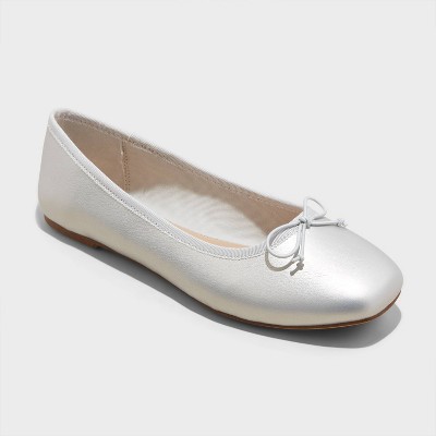 Women's Jackie Ballet Flats With Memory Foam Insole - A New Day™ Silver ...