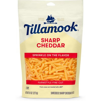 Tillamook Sharp Cheddar Farmstyle Fine Cut Shredded Cheese - 8oz : Target