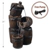 Teamson Home Outdoor Vintage 3-Tier Cascading Barrel Waterfall Fountain, Brown - 3 of 4
