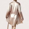 Anna-Kaci Lounge Women's Satin Short Robe with Matching Slip Lingerie Set and Waist Tie Shawl Collar - 4 of 4