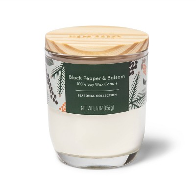 100% Soy Wax Candle Black Pepper & Balsam - 5.5oz - Everspring™