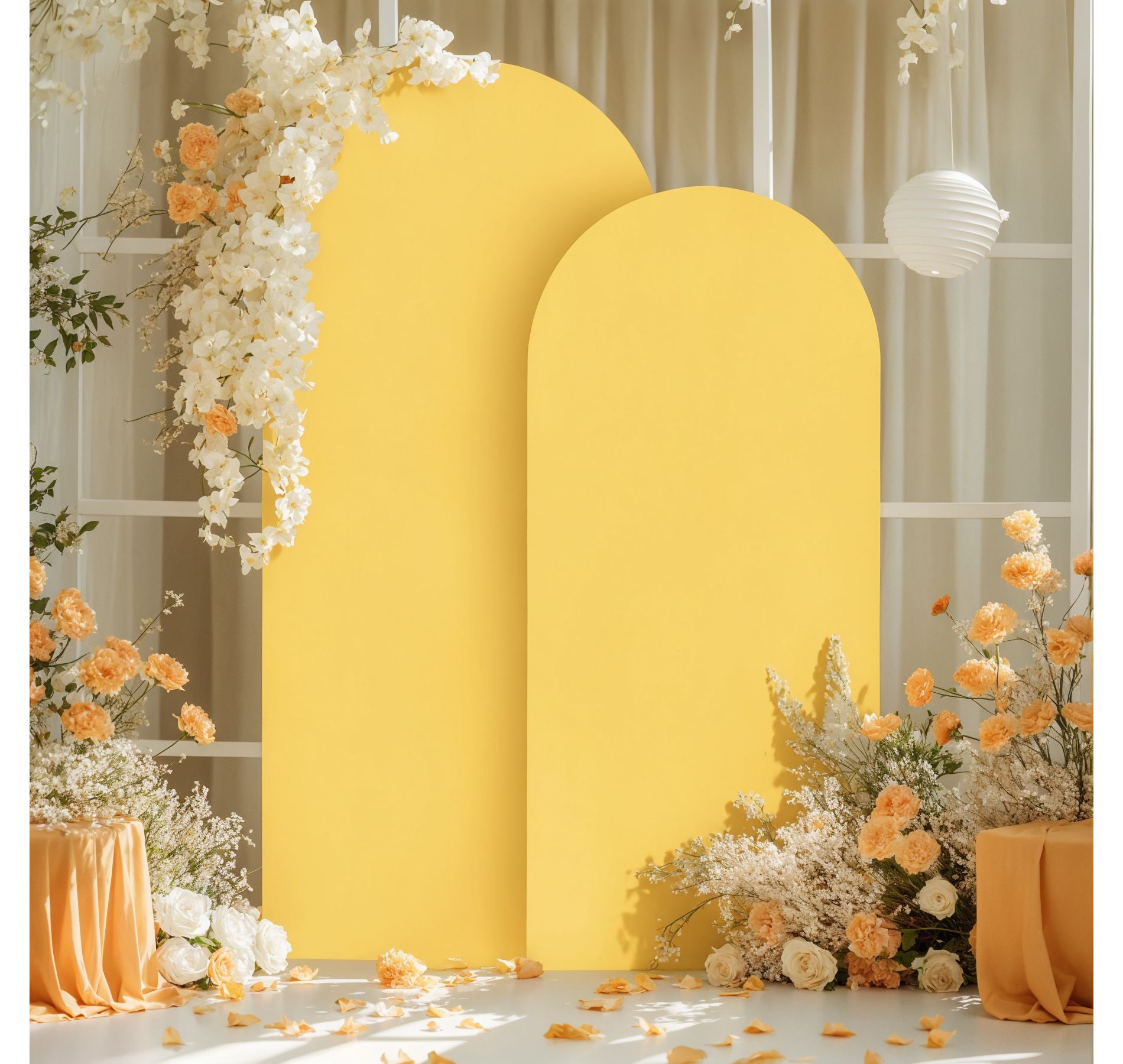 3-Piece Set Polyester + Spandex Wedding Arch Fabric Set 6Ft + 6.6Ft + 7.2Ft Background Frame Zipper Fabric Set