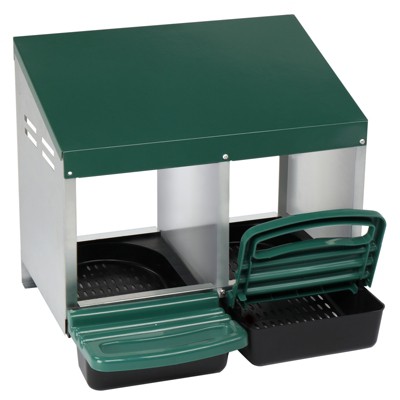 Slickblue Chicken Coop Nesting Box, Hen-Friendly Design, Steel & Plastic, Single to Triple Compartment, Red/Green