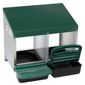 Slickblue Chicken Coop Nesting Box, Hen-Friendly Design, Steel & Plastic, Single to Triple Compartment, Red/Green - 1 of 4