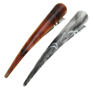 Unique Bargains Women's Metal Long Duckbill Hair Clips Amber Gray 5.31"x0.83"x1.18" 2 Pcs - 1 of 4
