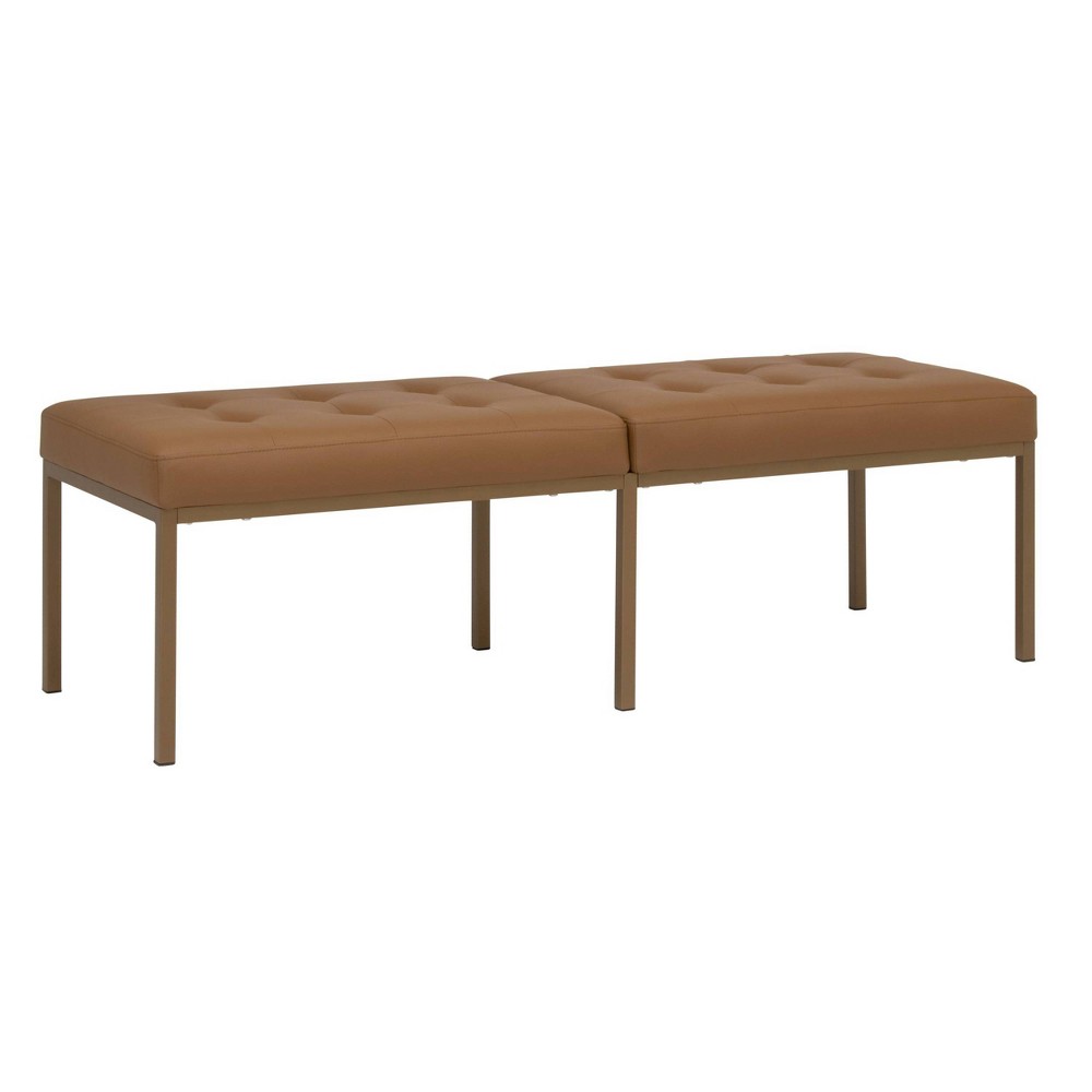 Photos - Other Furniture 60" Wide Camber Modern Metal and Bonded Leather Bench Bronze/Brown - Studi
