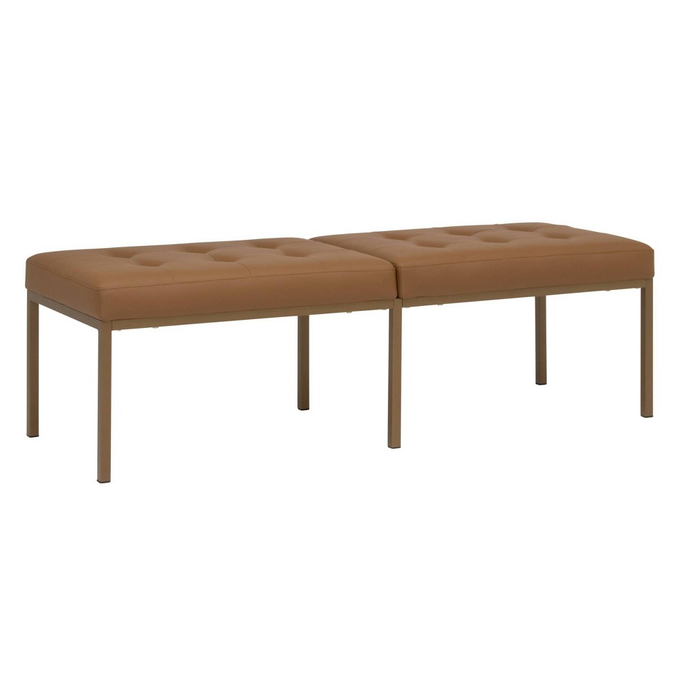 Photos - Pouffe / Bench 60" Wide Camber Modern Metal and Bonded Leather Bench Bronze/Brown - Studio Designs Home: Elegant Tufted Seating