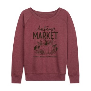 Women's - Instant Message - Autumn Market Harvest Produce Lightweight French Terry Wide Neck Long Sleeve Graphic Shirt - 1 of 4