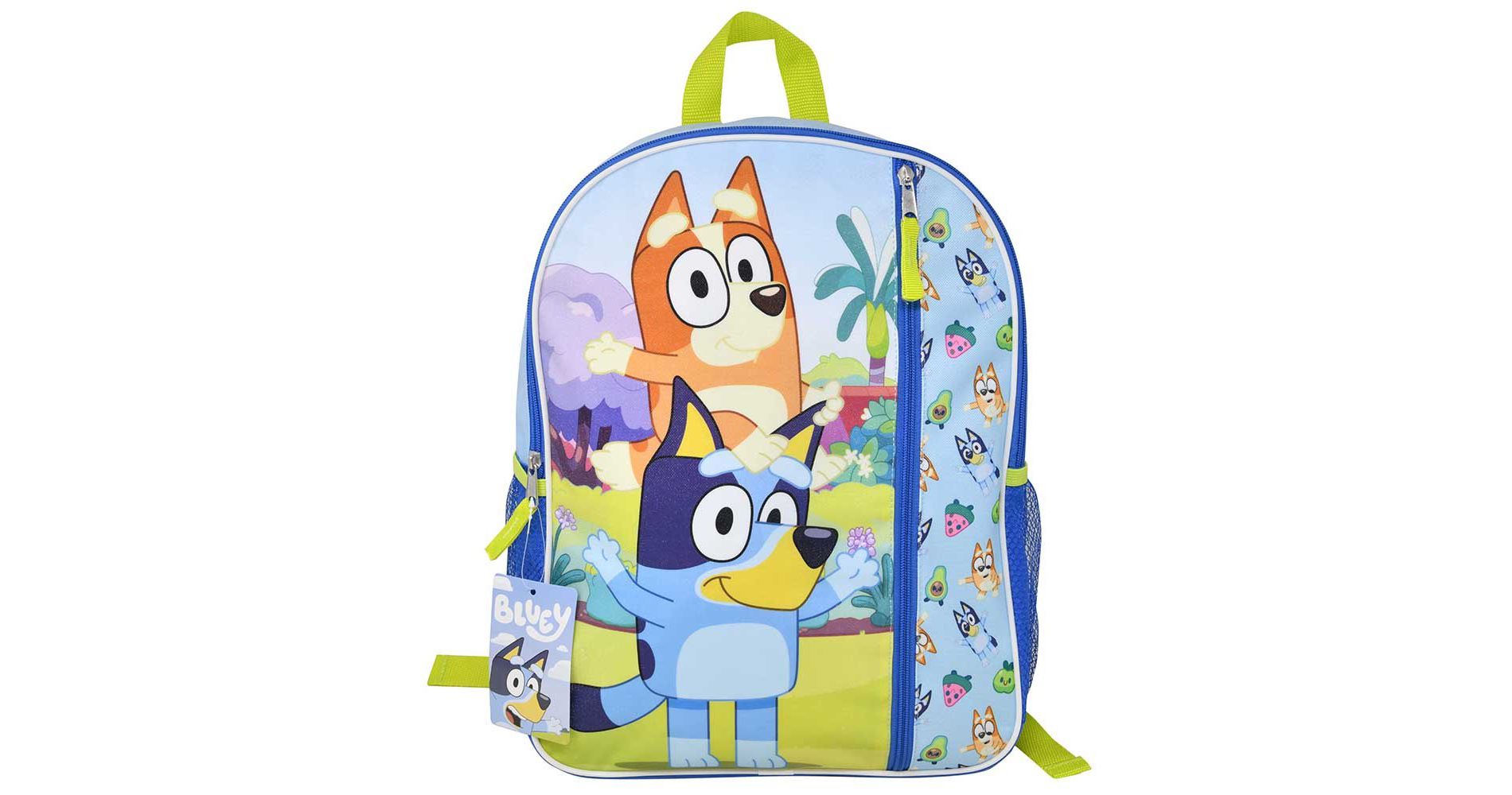 Bluey piggybacking Bingo Nylon Blue Kids 16" School Backpack for Girls and Boys ages 3+