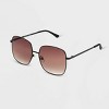 Women's Satin Plastic/Metal Square Sunglasses with Gradient Lenses - Universal Thread™ Black: UV Protection, Recycled Frame - 2 of 2