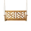 Sapphtopaz Outdoor Porch Swing Wood Swing Chair Leisure Bench Conversation Hanging Chair with Chains for Patio, Indoor, Garden, Backyard - 2 of 4