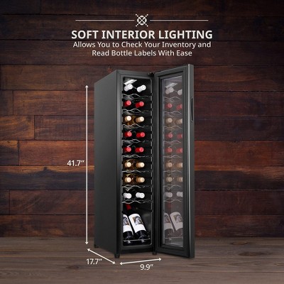 Ivation Black Freestanding 18 Bottle Wine Cooler with Interior Lighting