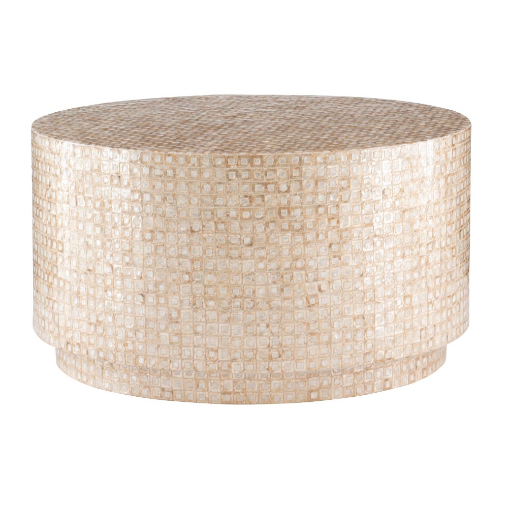 Photos - Coffee Table Linon Perrin Glam Capiz Shell Mosaic  in Gold and Ivory Finish - Lin 