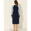 cheibear Women's Long Sleeves Button Up Pajama Dress with Side Pockets - 3 of 4