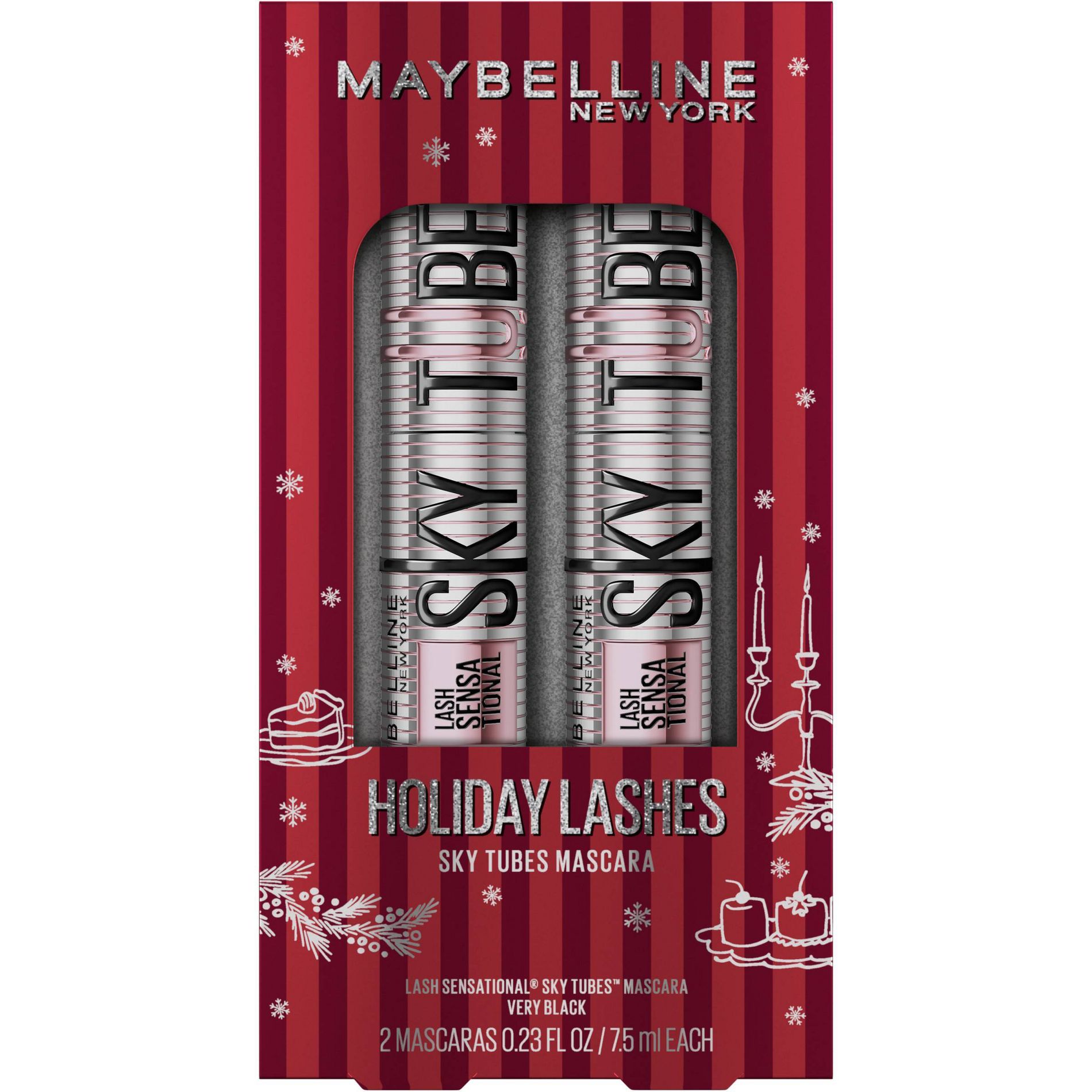 Maybelline Lash Sensational Sky Tubes Tubing Mascara Holiday Lashes Duo Kit - 2pc