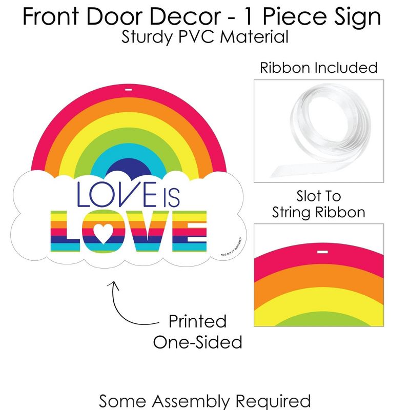 Big Dot of Happiness Love is Love - Pride - Hanging Porch Rainbow Party Outdoor Decorations - Front Door Decor - 1 Piece Sign, 5 of 9
