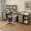 Racxily 114 Inch L-Shaped Desk with Power Outlets & USB-C, Industrial Computer Desk with 6 Fabric Drawers, Large Corner Office Desk, Rustic Brown - 2 of 4