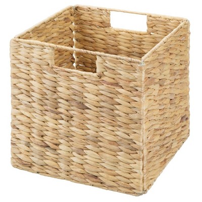 Mdesign Hyacinth Woven Cube Bin Basket Organizer, Handles, 6 Pack ...