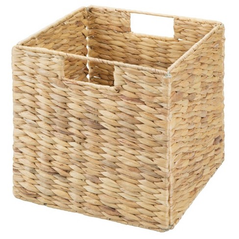 Mdesign Hyacinth Woven Cube Bin Basket Organizer, Handles, 6 Pack 