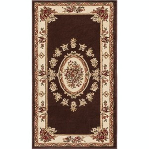 Well Woven Pastoral Medallion French European Floral Formal Traditional Modern Classic Thick Soft Area Rug - 1 of 4