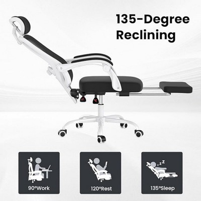 Infurnic Task and Office Chairs, Office Desk Chair with Adjustable Lumbar Support, High Back Chair for Home and Office, White, 24.8"*24.8"*49.2"