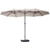 Outsunny Patio Umbrella 15' Steel Rectangular Outdoor Double Sided Market with base, Sun Protection & Easy Crank for Deck Pool Patio, Coffee - 3 of 4
