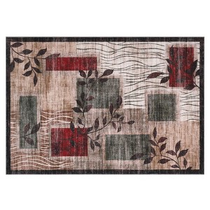 Rug, Geometric Soft Modern Print, Stain Resistant Non-Slip Rug for Hallway, Kitchen, Bathroom, Bedroom, Laundry Room, Red - 1 of 4