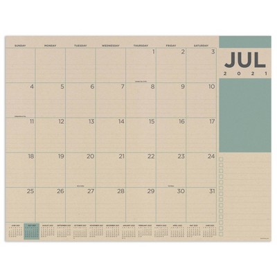 2021-22 Academic Desktop Calendar Kraft Desk Pad Monthly - The Time Factory