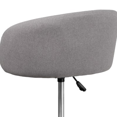 Gray Fabric Adjustable Height Swivel Barstool with Chrome Base