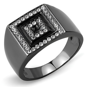 Slickblue Light Black Stainless Steel Ring with Clear Crystal, Men’s Fashion Ring, Single-Tone, Black, Size 8-13 - 1 of 4