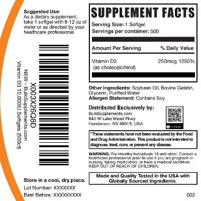 BulkSupplements Vitamin D3 Softgels