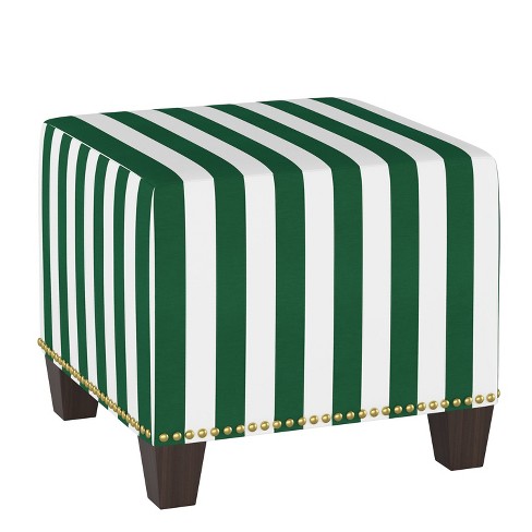 Square Nail Button Ottoman Canopy Stripe Emerald Skyline Furniture Target