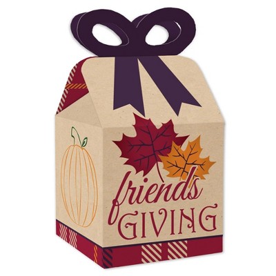 Big Dot of Happiness Friends Thanksgiving Feast - Square Favor Gift Boxes - Friendsgiving Party Bow Boxes - Set of 12