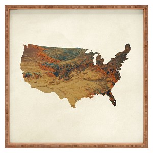 Deny Designs Chelsea Victoria Wild Wild West States Square Tray - Cream: 12"x12" Wooden Serving Platter for Ottoman - 1 of 4