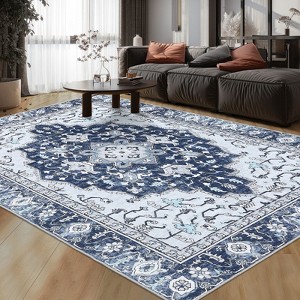 Non-Slip Vintage Washable Rug | Ultra-Thin Low Pile Carpet for Living Room, Bedroom, Dining Table & Office - 1 of 4