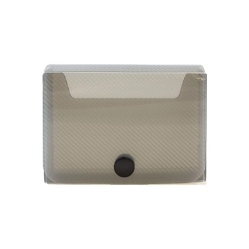 Jam Paper & Envelope Business Card Holder Case with Expansion, 4 1/8 inch x 4 inch, Smoke Gray