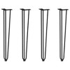 vidaXL Hairpin Table Legs - Set of 4 Black 28.3" Solid Steel Legs with Modern Design, Adjustable Foot Levelers for Coffee Tables - 2 of 4