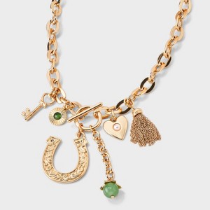 Lucky Horseshoe Charm Pendant Necklace - Universal Thread™ Gold - 1 of 4