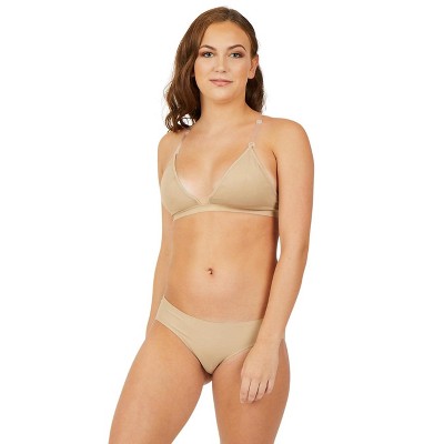 Capezio Beige Women's Deep Neck Clear Back Bra, Medium : Target