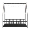 Lyngins Twin Size Bed Frame, Kids' House Bed Frame with Roof & Colorful Lights, Metal  Floor Bed Frame with Slats and Legs, Toddler Bed with Backrest - 4 of 4
