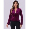 INSPIRE CHIC Women's 1 Button Lapel Collar Business Office Crop Suit Velvet Blazer - 3 of 4